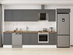 Alvinka 375X222 Cm Klasik Mebran Mutfak Dolabı Mb-E80S50S45-2 Mebran | Antrasit - Suntalam