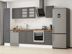 Alvinka 285X210 Cm Klasik Mebran Mutfak Dolabı Mb-E80B40S45-3 Mebran | Antrasit - Mdf