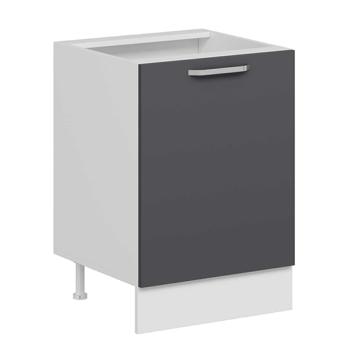 Alvinka Mutfak Modül Duz Alt 1K1R 60Cm Dolap Beyaz Antrasit Mdf
