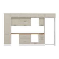 Alvinka 380X240 Cm Klasik Mebran Mutfak Dolabı Beyaz Beyaz Mbb-E90B50S40-2 Mebran | Kumtaşı - Mdf