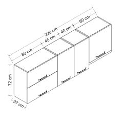Minar 225 Cm Mutfak Dolabı Beyaz 225-B4-Üst Modül