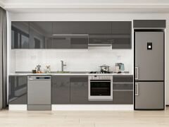 Alvinka 385X222 Cm High Gloss Mutfak Dolabı Mb-E90S45S50-1 High Gloss | Antrasit - Mdf