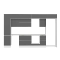 Alvinka 385X240 Cm High Gloss Mutfak Dolabı Mbb-E90B50S45-2 High Gloss | Antrasit - Mdf