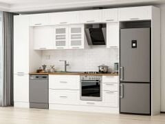 Alvinka 380X240 Cm Klasik Mebran Mutfak Dolabı Beyaz Beyaz Mbb-E90B50S40-3 Mebran | Beyaz - Suntalam