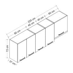 Minar 225 Cm Mutfak Dolabı Beyaz 225-B7-Üst Modül