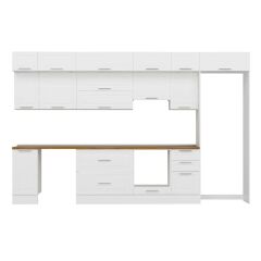 Alvinka 365X240 Cm Klasik Mebran Mutfak Dolabı Mb-E80S40S45-1 Mebran | Beyaz - Mdf