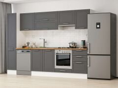 Alvinka 290X210 Cm Klasik Mebran Mutfak Dolabı Mb-E80B40S50-1 Mebran | Antrasit - Suntalam