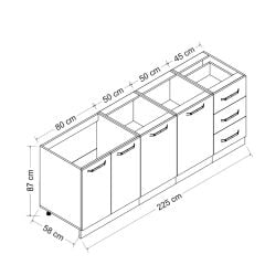 Minar 225 Cm Mutfak Dolabı Beyaz Antrasit 225-A1-Alt Modül