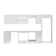 Alvinka 375X222 Cm Klasik Mebran Mutfak Dolabı Mb-E80S50S45-3 Mebran | Beyaz - Suntalam