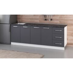 Minar 225 Cm Mutfak Dolabı Beyaz Antrasit 225-A2-Alt Modül