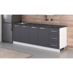 Minar 225 Cm Mutfak Dolabı Beyaz Antrasit 225-A2-Alt Modül