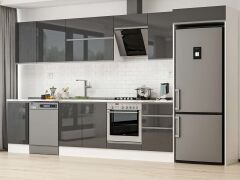 Alvinka 385X222 Cm High Gloss Mutfak Dolabı Mb-E90S45S50-2 High Gloss | Antrasit - Suntalam