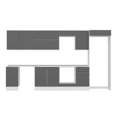 Alvinka 385X222 Cm High Gloss Mutfak Dolabı Mb-E90S45S50-2 High Gloss | Antrasit - Suntalam