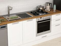 Alvinka 290X210 Cm Klasik Mebran Mutfak Dolabı Mb-E80B40S50-1 Mebran | Beyaz - Mdf