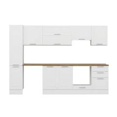 Alvinka 290X210 Cm Klasik Mebran Mutfak Dolabı Mb-E80B40S50-1 Mebran | Beyaz - Mdf