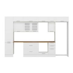 Alvinka 380X240 Cm Klasik Mebran Mutfak Dolabı Beyaz Beyaz Mbb-E90B50S40-3 Mebran | Beyaz - Mdf