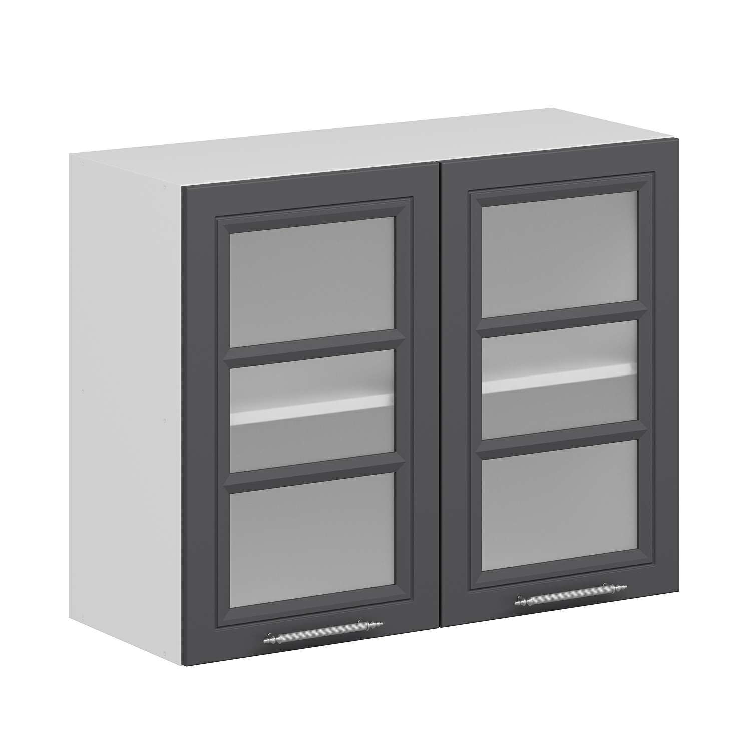 Alvinka Mutfak Modül Mbr_C Üst 2Dk1R 90-H72Cm Dolap Cam Beyaz Antrasit Suntalam