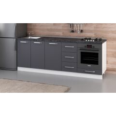 Minar 225 Cm Mutfak Dolabı Beyaz Antrasit 225-A3-Alt Modül