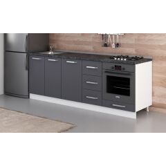 Minar 225 Cm Mutfak Dolabı Beyaz Antrasit 225-A3-Alt Modül