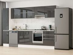 Alvinka 300X210 Cm High Gloss Mutfak Dolabı Mb-E80B40S60-1 High Gloss | Antrasit - Mdf