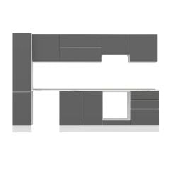 Alvinka 300X210 Cm High Gloss Mutfak Dolabı Mb-E80B40S60-1 High Gloss | Antrasit - Mdf