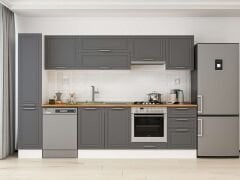 Alvinka 290X210 Cm Klasik Mebran Mutfak Dolabı Mb-E80B40S50-1 Mebran | Antrasit - Mdf