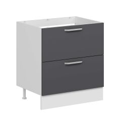 Alvinka Mutfak Modül Duz Alt 2Ç 80Cm Evye Dolap Beyaz Antrasit Mdf