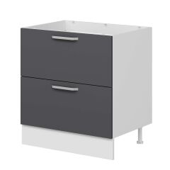 Alvinka Mutfak Modül Duz Alt 2Ç 80Cm Evye Dolap Beyaz Antrasit Mdf