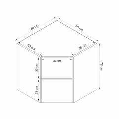 Alvinka Mutfak Modül Mbr_B Üst 1Dk1R 60-H72Cm Köşe Dolap Beyaz Antrasit