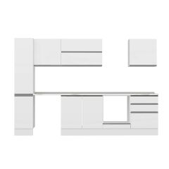 Alvinka 300X210 Cm High Gloss Mutfak Dolabı Mb-E80B40S60-2 High Gloss | Beyaz - Suntalam