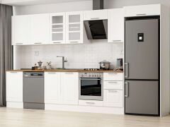 Alvinka 375X222 Cm Klasik Mebran Mutfak Dolabı Mb-E80S50S45-3 Mebran | Beyaz - Mdf