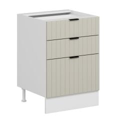 Alvinka Mutfak Modül Mbr_B Alt 3Ç1B2K Nray 60Cm Dolap Beyaz Kumtaşı Mdf