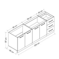 Minar 225 Cm Mutfak Dolabı Beyaz Dore 225-D2-Alt Modül