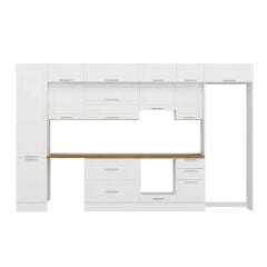 Alvinka 385X240 Cm Klasik Mebran Mutfak Dolabı Beyaz Beyaz Mbb-E90B50S45-1 Mebran | Beyaz - Suntalam