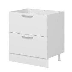 Alvinka Mutfak Modül Duz Alt 2Ç 80Cm Evye Dolap Beyaz Beyaz Mdf