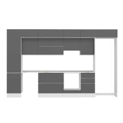 Alvinka 390X240 Cm High Gloss Mutfak Dolabı Mbb-E90B50S50-1 High Gloss | Antrasit - Suntalam