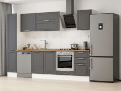 Alvinka 290X210 Cm Klasik Mebran Mutfak Dolabı Mb-E80B40S50-2 Mebran | Antrasit - Suntalam