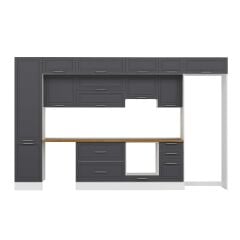 Alvinka 385X240 Cm Klasik Mebran Mutfak Dolabı Beyaz Beyaz Mbb-E90B50S45-1 Mebran | Antrasit - Suntalam