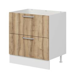 Alvinka Mutfak Modül Duz Alt 2Ç 80Cm Evye Dolap Beyaz Dore Suntalam