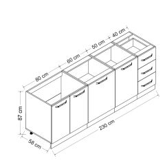 Minar 230 Cm Mutfak Dolabı Beyaz 230-B1-Alt Modül