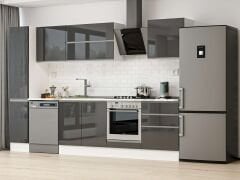 Alvinka 300X210 Cm High Gloss Mutfak Dolabı Mb-E80B40S60-2 High Gloss | Antrasit - Mdf