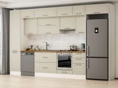 Alvinka 385X240 Cm Klasik Mebran Mutfak Dolabı Beyaz Beyaz Mbb-E90B50S45-1 Mebran | Kumtaşı - Suntalam