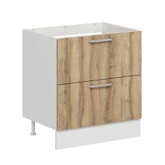 Alvinka Mutfak Modül Duz Alt 2Ç 80Cm Evye Dolap Beyaz Dore Mdf