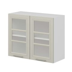 Alvinka Mutfak Modül Mbr_C Üst 2Dk1R 90-H72Cm Dolap Cam Beyaz Kumtaşı Mdf