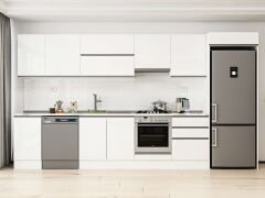 Alvinka 395X222 Cm High Gloss Mutfak Dolabı Mb-E90S45S60-1 High Gloss | Beyaz - Suntalam