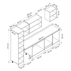 Alvinka 300X210 Cm High Gloss Mutfak Dolabı Mb-E80B40S60-3 High Gloss | Beyaz - Mdf
