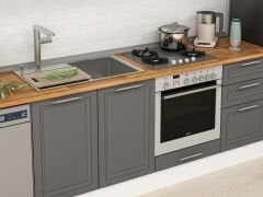 Alvinka 290X210 Cm Klasik Mebran Mutfak Dolabı Mb-E80B40S50-2 Mebran | Antrasit - Mdf