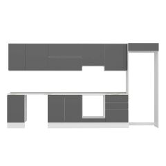 Alvinka 395X222 Cm High Gloss Mutfak Dolabı Mb-E90S45S60-1 High Gloss | Antrasit - Suntalam