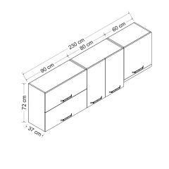 Minar 230 Cm Mutfak Dolabı Beyaz 230-B4-Üst Modül