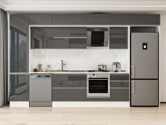 Alvinka 390X240 Cm High Gloss Mutfak Dolabı Mbb-E90B50S50-2 High Gloss | Antrasit - Mdf
